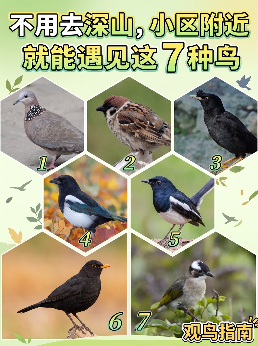 社区附近七种常见鸟类的观鸟指南封面